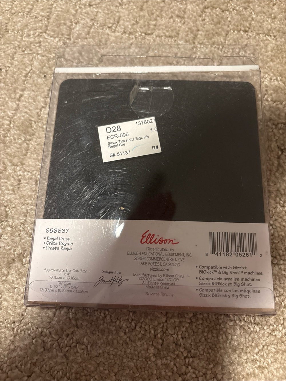 NEW Sizzix Tim Holtz Alterations Die Regal Crest #656637 Bigz Retired NIB - Picture 2 of 2